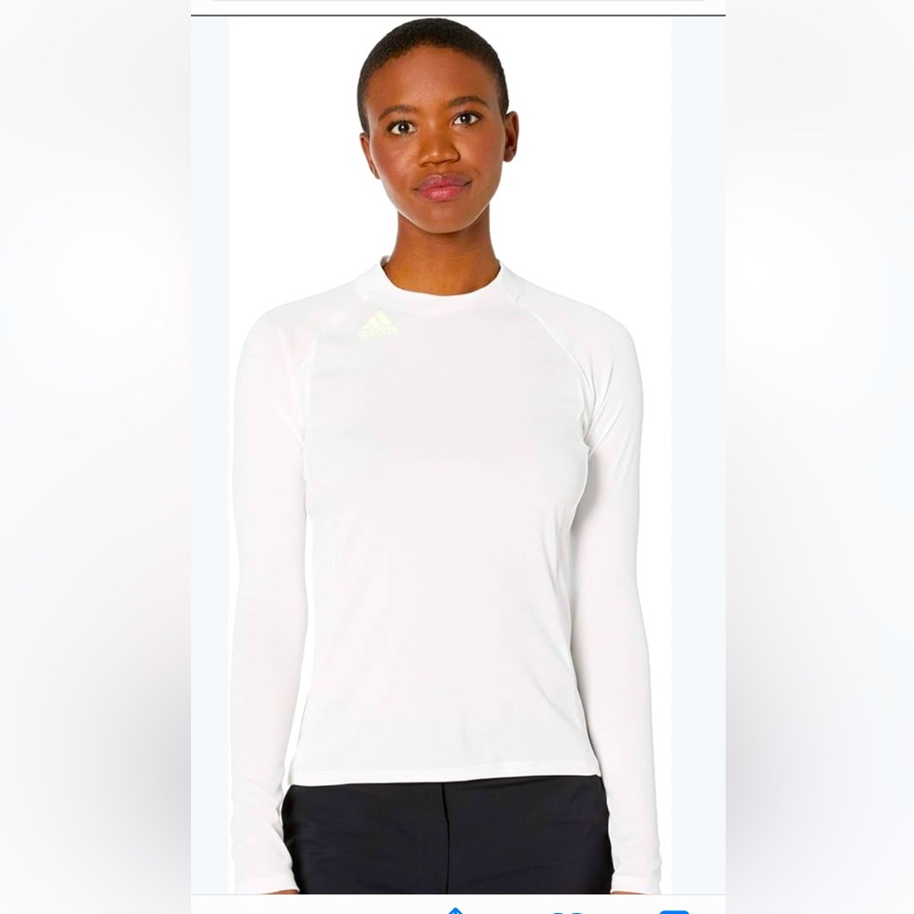 NWT adidas Knit Base Layer Long Sleeve White Golf Shirt with UPF 50 SunBlock